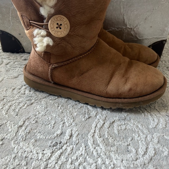 UGG Tan Shearling Button Boots - Picture 4 of 4